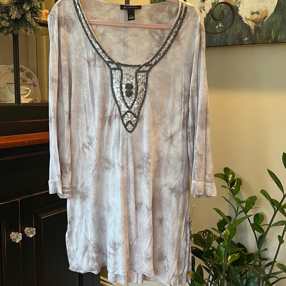 New INC Beaded v-neck tunic top